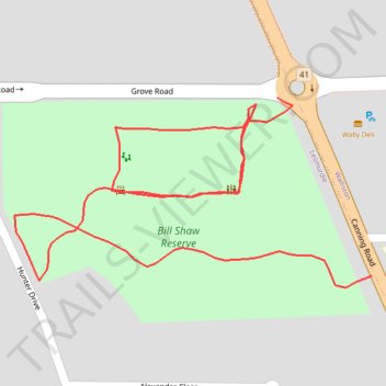 Bill Shaw Reserve Paths trail, distance, elevation, map, profile, GPS track