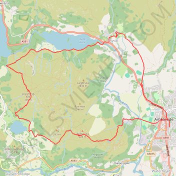 Loughrigg Fell loop from Ambleside trail, distance, elevation, map, profile, GPS track