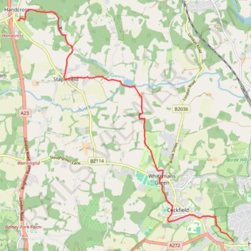 Walk - Handcross, Nymans, Staplefield, Whitmans Green, Cuckfield, Haywards Heath trail, distance, elevation, map, profile, GPS track
