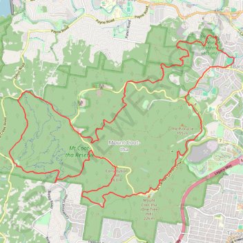 Mount Coot-Tha trails trail, distance, elevation, map, profile, GPS track