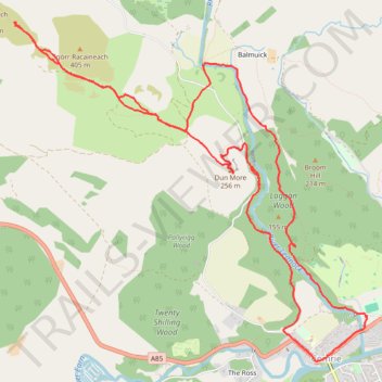 Walk past the Deil's Cauldron and to Crappich Hill trail, distance, elevation, map, profile, GPS track