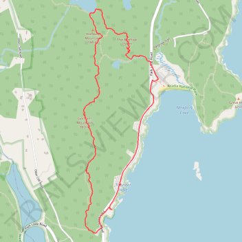 Beehive, Gorham Mountain and Ocean Trails Loop trail, distance, elevation, map, profile, GPS track