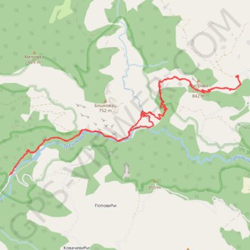 Kanjon Trešnjica- Trešnjica - gornje Košlje trail, distance, elevation, map, profile, GPS track