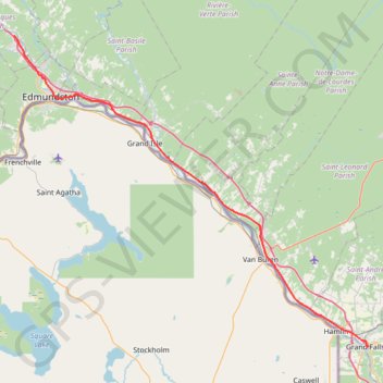 Edmundston - Grand Falls trail, distance, elevation, map, profile, GPS track