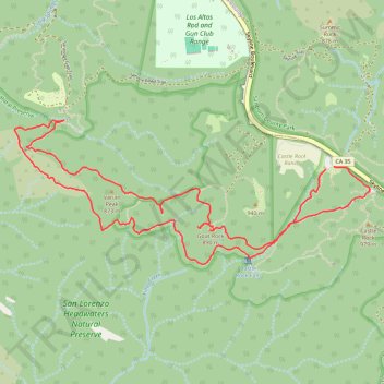Saratoga Gap and Ridge Trails Loop in Castle Rock State Park trail, distance, elevation, map, profile, GPS track