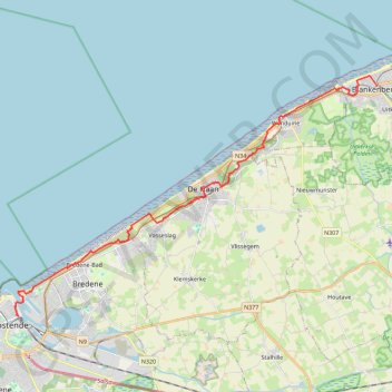 T3_Blankenb-Oostend trail, distance, elevation, map, profile, GPS track