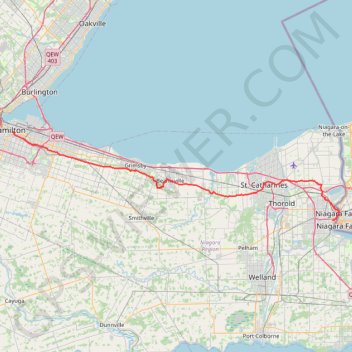 Niagara Falls - Hamilton trail, distance, elevation, map, profile, GPS track