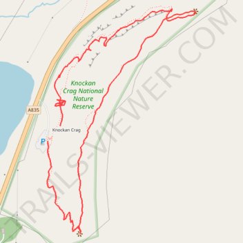 Knockan Crag National Nature Reserve Loop trail, distance, elevation, map, profile, GPS track