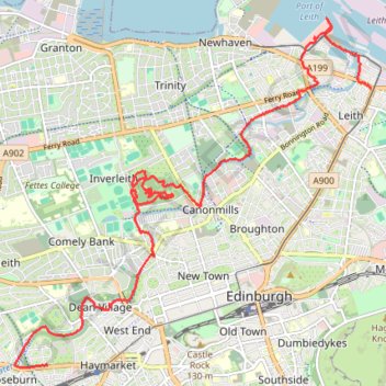 Edinburgh - Leith trail, distance, elevation, map, profile, GPS track