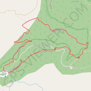 Grizzly Giant Loop Trail in Yosemite National Park trail, distance, elevation, map, profile, GPS track