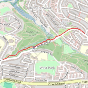 Budshead wood trail, distance, elevation, map, profile, GPS track