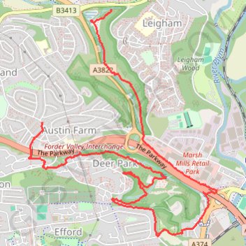 Forder Valley and Efford Marsh trail, distance, elevation, map, profile, GPS track