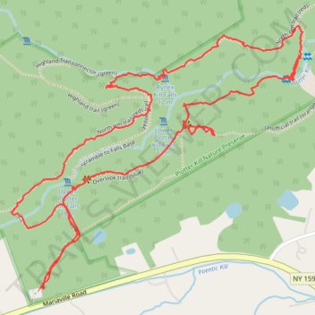 Plotter Kill Falls and Rynex Kill Falls loop via Overlook Trail and North Rim Trail trail, distance, elevation, map, profile, GPS track