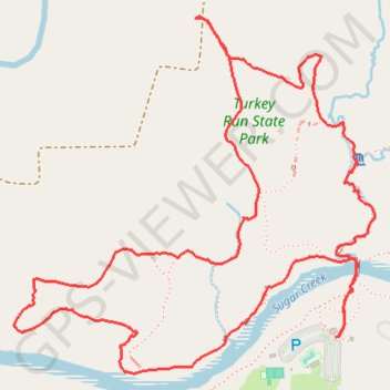 Ice Box, Falls Canyon, Bouder Canyon, Camel's Back, Punch Bowl, Rocky Hollow and Wedge Rock Loop from Suspension Bridge in Turkey Run State Park trail, distance, elevation, map, profile, GPS track
