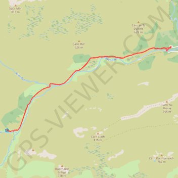 Planned eMTB Gravel: Linn of Dee -> The Red House Bothy - TnB trail, distance, elevation, map, profile, GPS track