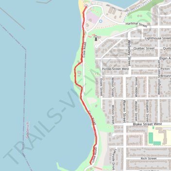 Goderich Waterfront Boardwalk trail, distance, elevation, map, profile, GPS track