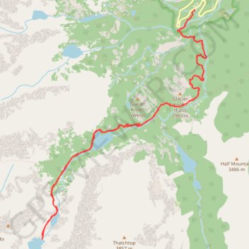 Sky Pond via Alberta Falls, The Loch, Timberline Falls and Lake of Glass trail, distance, elevation, map, profile, GPS track