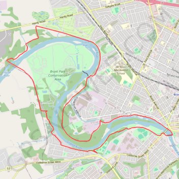 Brant Park Conservation Area - Grand River trail, distance, elevation, map, profile, GPS track