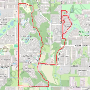 Bicycle-Madison AL trail, distance, elevation, map, profile, GPS track