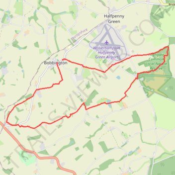 Bobbington circular walk all on public foot paths trail, distance, elevation, map, profile, GPS track