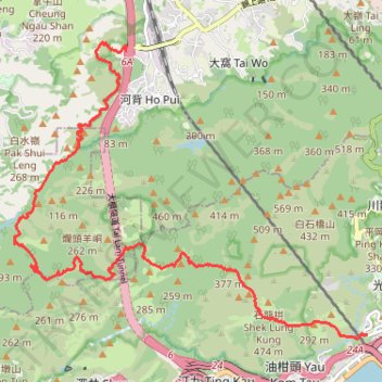 馬蹄峒北坑右源 trail, distance, elevation, map, profile, GPS track
