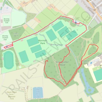 Norman Park, Scrogginhall Wood and Elmfield Wood trail, distance, elevation, map, profile, GPS track