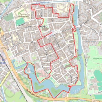 Stadswandelroute_ieper trail, distance, elevation, map, profile, GPS track