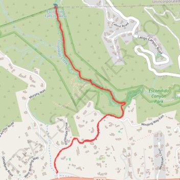 Escondido Falls via Canyon Trail trail, distance, elevation, map, profile, GPS track