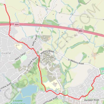 Walk Pontprennau to Ty Mawr trail, distance, elevation, map, profile, GPS track