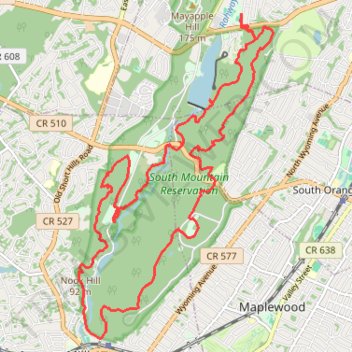 South Mountain Reservation Loop via Turtle Back Trail trail, distance, elevation, map, profile, GPS track