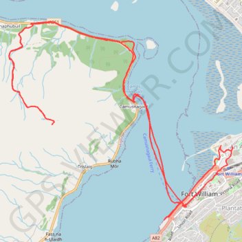 Visit of Fort William trail, distance, elevation, map, profile, GPS track