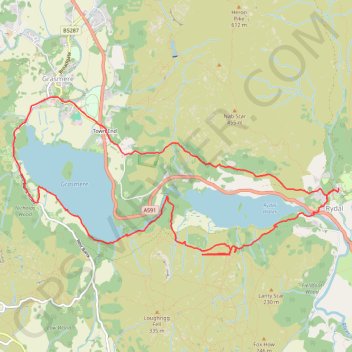 Rydal Cave, Grasmere and Rydal Water Loop trail, distance, elevation, map, profile, GPS track