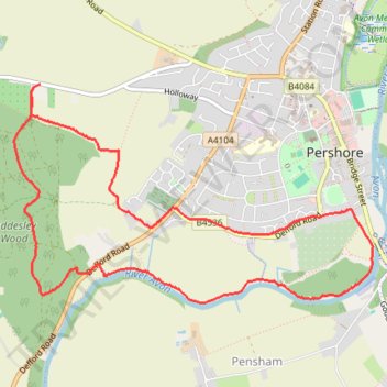 Pershore trail, distance, elevation, map, profile, GPS track