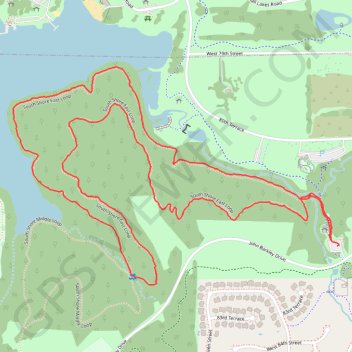 South Shore East Loop in Shawnee Mission Park trail, distance, elevation, map, profile, GPS track