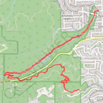 Lower Macleay Trail and Wildwood Trail to Pittock Mansion trail, distance, elevation, map, profile, GPS track