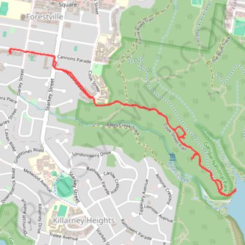 Cook Street Trail to Bantry Bay trail, distance, elevation, map, profile, GPS track