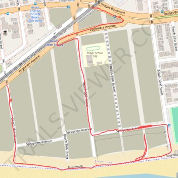 Edgemere East Beach trail, distance, elevation, map, profile, GPS track