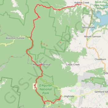 Mount Glorious - North Kobble Creek campsite trail, distance, elevation, map, profile, GPS track