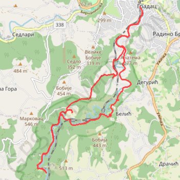 Gradac trail, distance, elevation, map, profile, GPS track