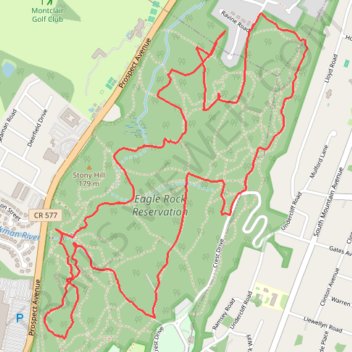 Eagle Rock Reservation Loop trail, distance, elevation, map, profile, GPS track