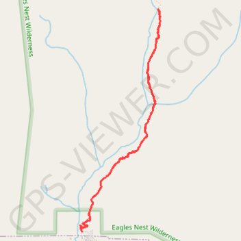 Booth Falls via Booth Lake Trail in Eagles Nest Wilderness trail, distance, elevation, map, profile, GPS track