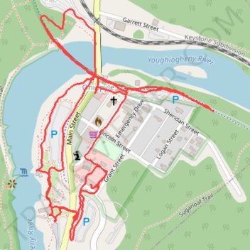 Around Town Ohiopyle trail, distance, elevation, map, profile, GPS track