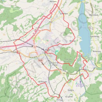 Bulle and its surrounding castles – Shortened alternative trail, distance, elevation, map, profile, GPS track