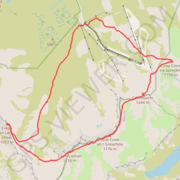 Munro hillwalk Cairngorm and northern corries trail, distance, elevation, map, profile, GPS track