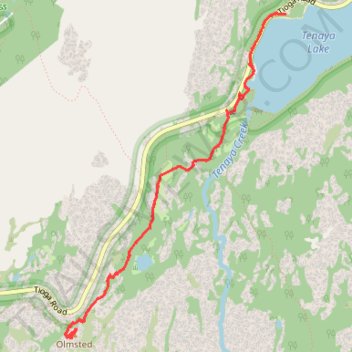 Hike from Tenaya Lake to Olmsted Point trail, distance, elevation, map, profile, GPS track
