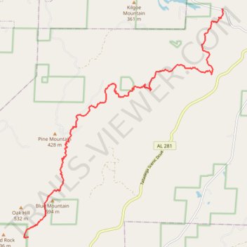Pinhoti Trail between County Road 24 Trailhead and Blue Mountain Shelter trail, distance, elevation, map, profile, GPS track
