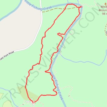 Fishing Creek Loop Trail at Medoc Mountain State Park trail, distance, elevation, map, profile, GPS track