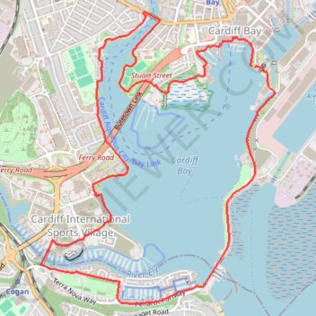 Cardiff Bay Trail trail, distance, elevation, map, profile, GPS track