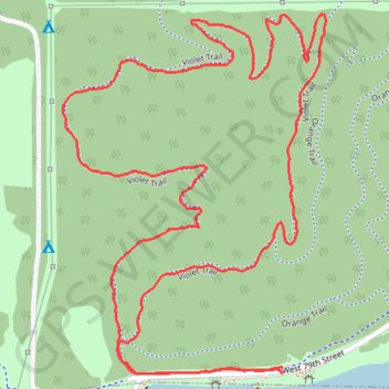 Violet Loop Trail in Shawnee Mission Park trail, distance, elevation, map, profile, GPS track