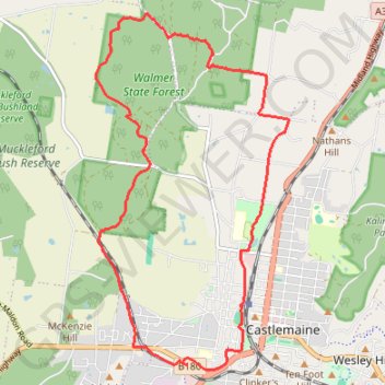 Goldfields Track - Castlemaine circuit trail, distance, elevation, map, profile, GPS track